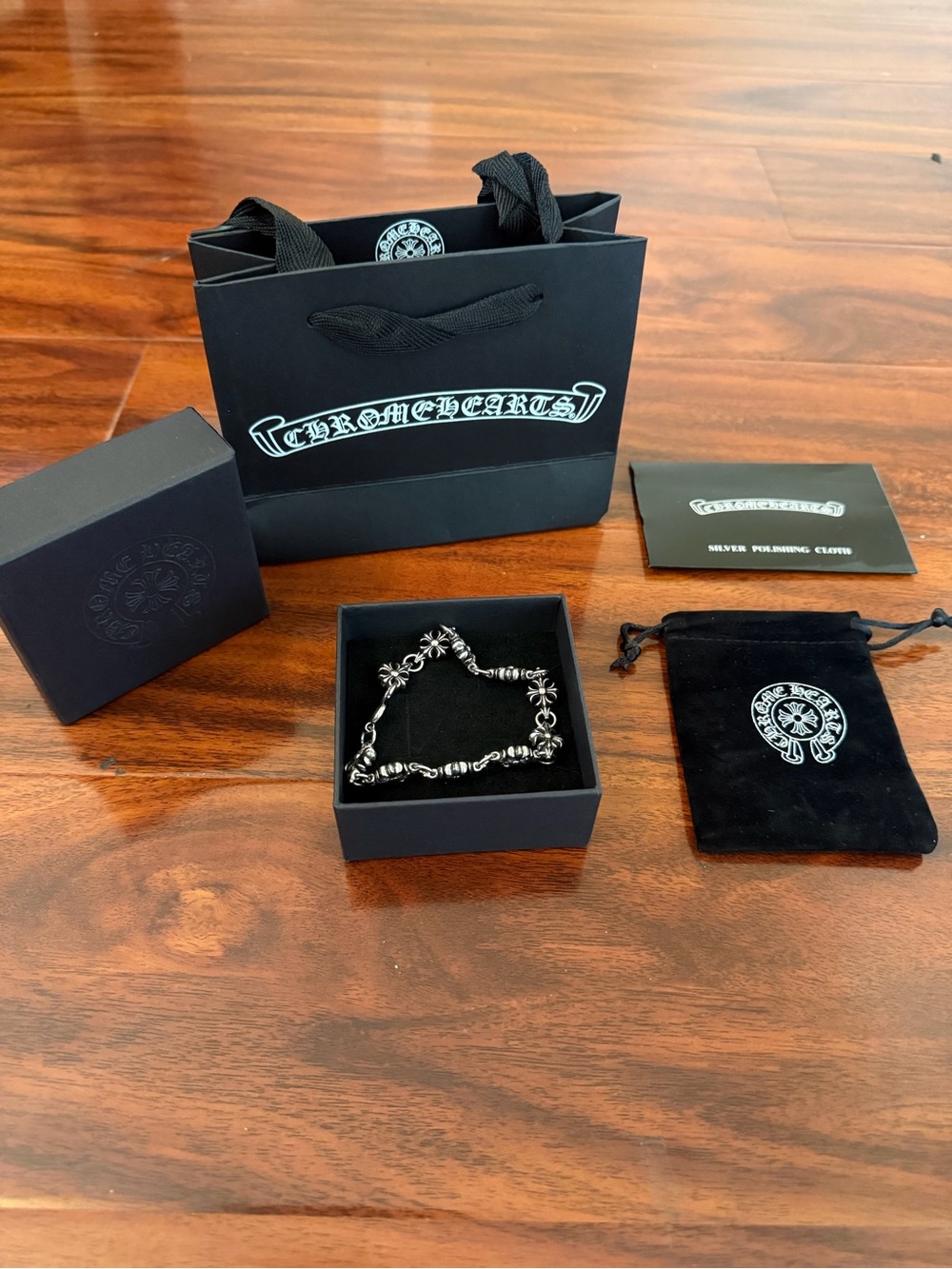Chrome Hearts Silver-Tone Signature Motif Bracelet with Branded Packaging